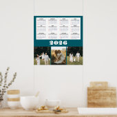 2026 Calendar with Teal Background  Poster (Keuken)