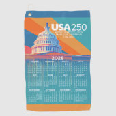 2026 Calendar with USA 250 Capital Dome America Golfhanddoek (Voorkant)