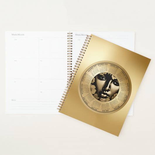 2026 Calendar Woman's Gold Face Planner (Devant avec enveloppe)