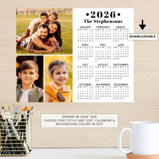 2026 Calendrier 3 Collage photo Poster personnalis