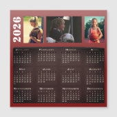 2026 Calendrier 3 Photo Collage Magnet Card (Devant)