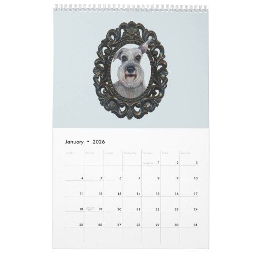 2026 Calendrier Aquarelle Portraits d'animaux par  (Jan 2026)