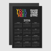 2026 Calendrier Business Logo QR Code Carte magnét (Devant / Derrière)