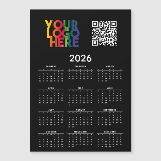 2026 Calendrier Business Logo QR Code Carte magnét (Devant)