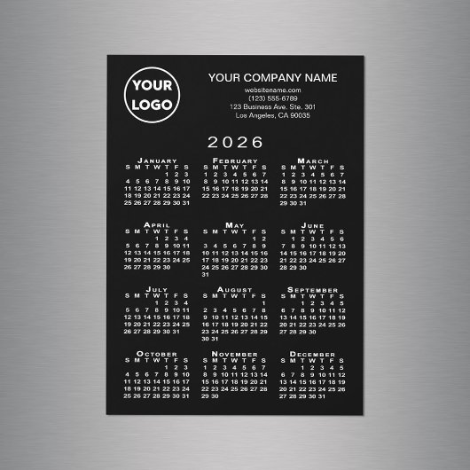 2026 Calendrier Business Logo Texte Black Magnet C