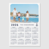 2026 Calendrier Famille Nom Photo Magnet nautique (Devant)