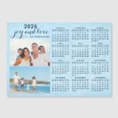 2026 Calendrier Magnet Deux Photos Collage Bleu (Devant)
