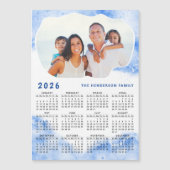 2026 Calendrier Magnet Famille Nom photo Bleu Blan (Devant)