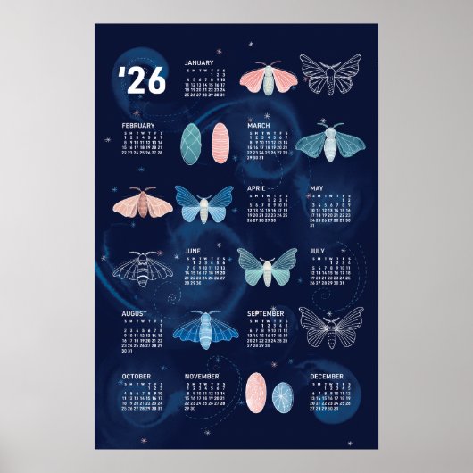 2026 Calendrier Poster Silk Moth Galaxy (Devant)