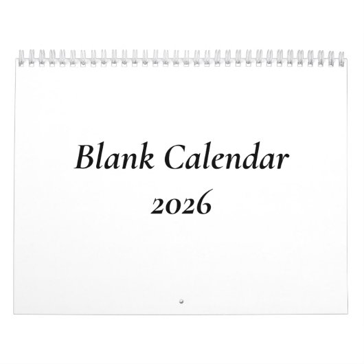 2026 Calendrier vierge sans jours fériés (Protection)