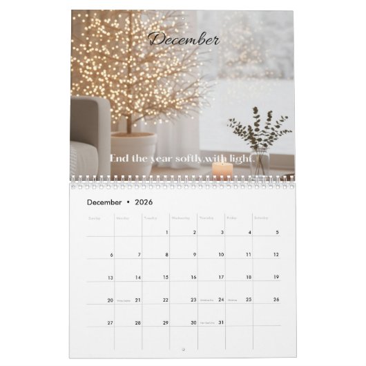 2026 Calm Calendar — Minimalist Soft Aesthetic Kalender (Dec 2026)