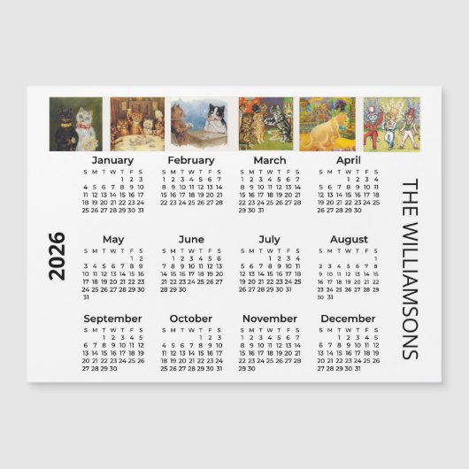 2026 Cats of Louis Wain Magnet Calendar (Voorkant)