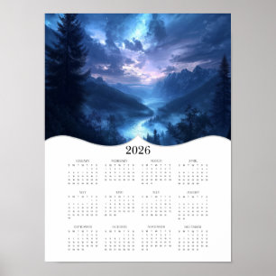 2026 Celestial Landschap Volle Jaar Muur Kalender Poster