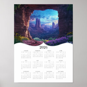 2026 Celestial Landschap Volle Jaar Muur Kalender Poster