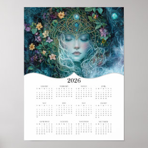 2026 Celtic Goddess Fantasy Art Volledige jaarkale Poster