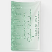 2026 Chic Groene Glitter Drip Afstuderen Spandoek (Verticaal)