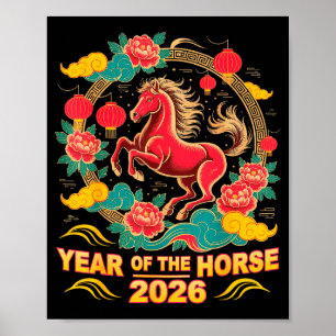 2026 Chinees maanjaar 2026 jaar van het paard Poster
