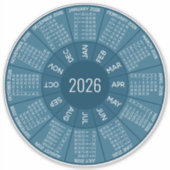 2026 Cirkelkalender - Moderne tinten blauw Sticker (Voorkant)