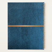 2026 Classy elegant blauw leer goud monogrammed Planner (Achterkant)