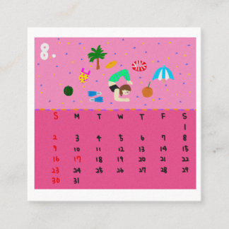 2026 Cute Cartoon Yoga Poses Calendar, Health Vierkante Visitekaartje