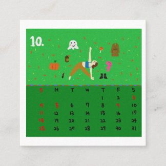 2026 Cute Cartoon Yoga Poses Calendar, Health Vierkante Visitekaartje