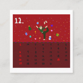 2026 Cute Cartoon Yoga Poses Calendar, Health Vierkante Visitekaartje