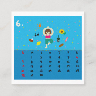 2026 Cute Cartoon Yoga Poses Calendar, Health Vierkante Visitekaartje