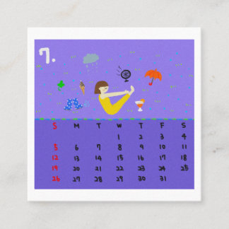 2026 Cute Cartoon Yoga Poses Calendar, Health Vierkante Visitekaartje