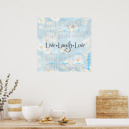 2026 Daisy Butterfly Calendar Poster
