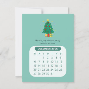 2026 December Maandelijkse Kawaii Motiverende Kale Briefkaart