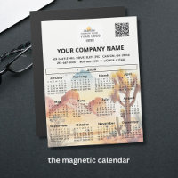 2026 Desert Magnet Calendar Business Logo QR Code