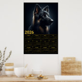 2026 Duitse Herderskalender – Krachtig Portret  Poster (Keuken)
