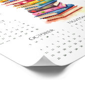 2026 Een-pagina kalender Zwarte Kat op Kleurrijke Poster (Hoek)