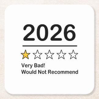 2026 één sterren beoordeling zeer slecht jaar vierkante kartonnen onderzetter