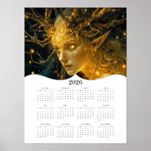 2026 Elf Kalender voor het hele jaar Poster (Voorkant)