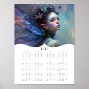 2026 Fairy Fantasy Art Volledige jaarkalender Poster