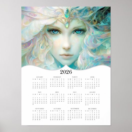 2026 Fantasy Lady Volle Jaar Muur Kalender Poster (Voorkant)