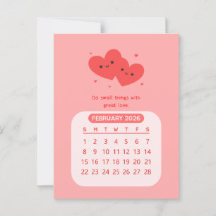 2026 Februari Maandelijkse Kawaii Motiverende Kale Briefkaart