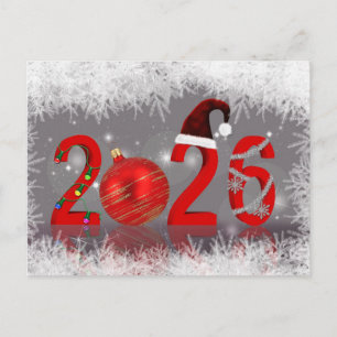 2026 Festive Rode Kerstmis Nieuwjaar Feestdagenkaart