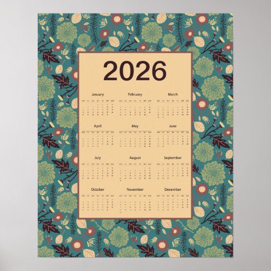 2026 Floral Calendar Poster (Devant)