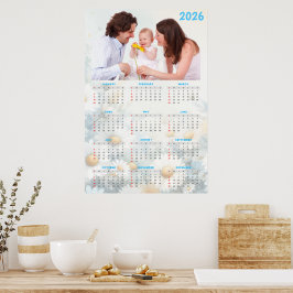 2026 Floral Calendar with Family Photo Poster