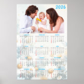2026 Floral Calendar with Family Photo Poster (Voorkant)