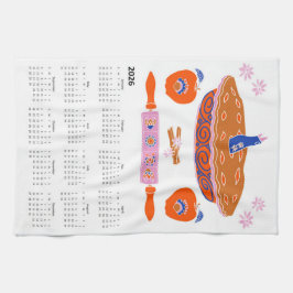 2026 Folk Art Cottagecore Apple Pie Kalender Theedoek