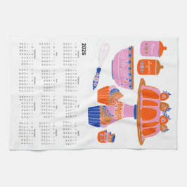 2026 Folk Art Cottagecore Cake Baking Kalender Theedoek