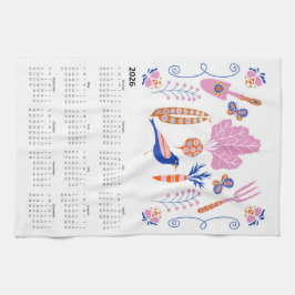 2026 Folk Art Cottagecore Groente Plot Kalender Theedoek