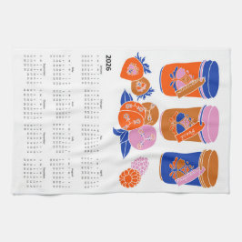 2026 Folk Art Cottagecore Jam Preserveert Kalender Theedoek