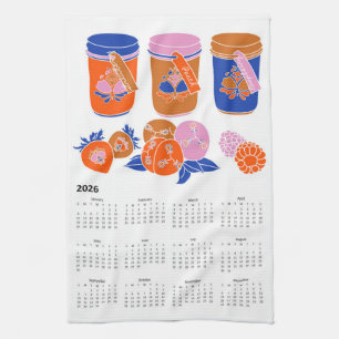 2026 Folk Art Cottagecore Jam Preserveert Kalender Theedoek