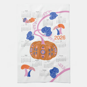 2026 Folk Art Cottagecore Pumpkin Patch Kalender Theedoek
