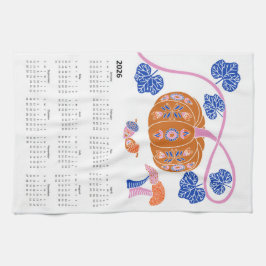 2026 Folk Art Cottagecore Pumpkin Patch Kalender Theedoek