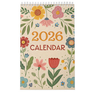 2026 Folk Art Floral Wildflower Cottageco calendar Kalender